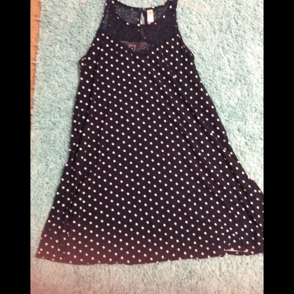 Blue-polka dot woman dress-